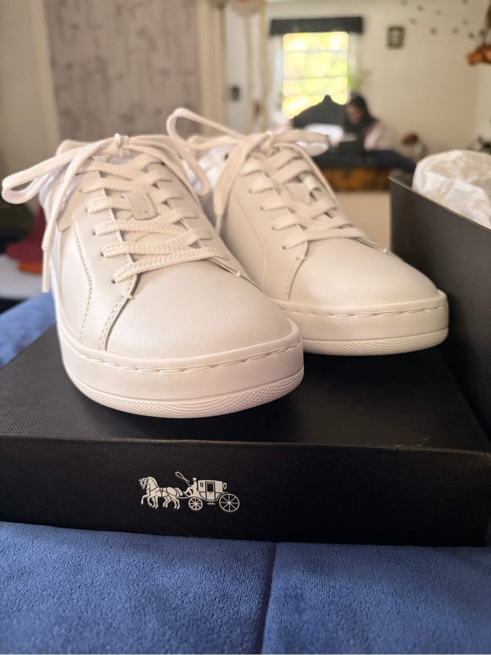 Coach White Leather Low-Top Lace-Up Sneakers